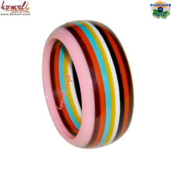 Calico Multicolored Round Edge Layered Handmade Resin Bangle