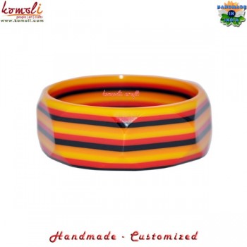 Edgy Yellow Black Striped Handmade Resin Bangle Bracelet