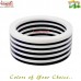 Black And White Flat Round Stripe Resin Bangle Bracelet