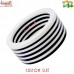 Black And White Flat Round Stripe Resin Bangle Bracelet