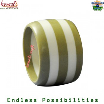 Freshness of Morning - Green White Stripes Layered Resin Bracelet Bangle