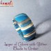 Blue and Glitter Stripes - Wide Resin Bangle Bracelet