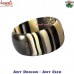 Black and Glitter Stripes - Wide Resin Bangle Bracelet