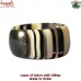 Black and Glitter Stripes - Wide Resin Bangle Bracelet