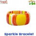 Yellow Orange Glitter Stripes - Wide Resin Bangle Bracelet