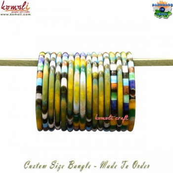 Marble effect 5 mm multi color vibrant contemporary look resin slim bangle bracelet