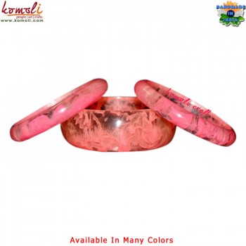 Smoky Pink Clear Resin Bangle - Marble Design Handmade Bracelet
