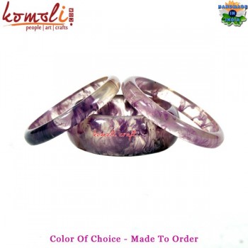 Smoky Purple Clear Resin Bangle Bracelet - Handmade Marble Design Custom Jewelry