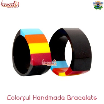 Spring Colors Handmade resin bangle bracelets, Triangular Shape