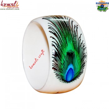 Peacock Feather - Handmade Acrylic Resin Bangle Bracelet of Custom Colors