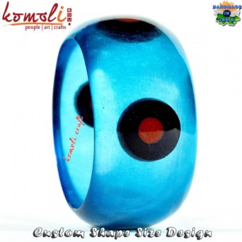 Blue Bloomer Wide Handmade Resin Bangle Bracelet