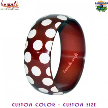 Polka Dots Brown Handmade Resin Bangle Bracelet