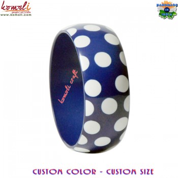 Polka Dots Blue Handmade Resin Bangle Bracelet Custom Colors Available
