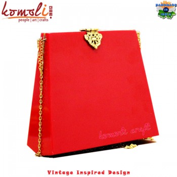 Red Vintage Inspired Bakelite Resin Box Clutch Purse