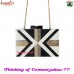 Style Black & White Mango Wood & Resin Combination Hard Box Clutch, Purse, Evening Bag