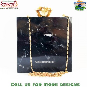 Black Smoke Resin Box Clutch Purse Handbag