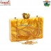 Golden Marbled Resin Clutch - Handmade Box Clutch Purse Handbag