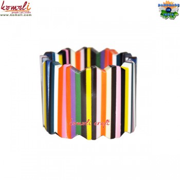 Zig Zag Multi-colors Handmade Resin Stretch Bracelet