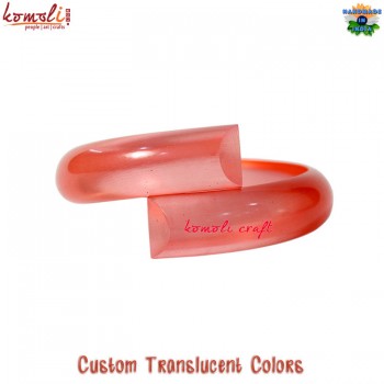 Vintage Inspired Wrap Translucent Red Acrylic Resin Handmade Unique Flexible Stretchable Bangle Bracelet