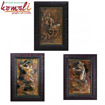 The Cherubic Folklore - Set of 3 Fascinating Artwork Copper Embossing Repousse Art