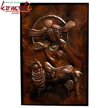 Eternal Post of Krishna on Copper Sheet