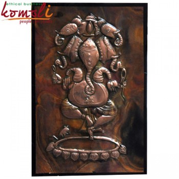 Punchmukhi Ganesh on Metal Sheet Copper Repousse