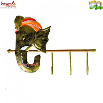 Ekdant Ganesha Key Hanger - On Iron Sheet Hand Painted Artwork