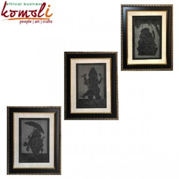 Poses of Ganesha - Set of 3 Slate Arts Hand Carved