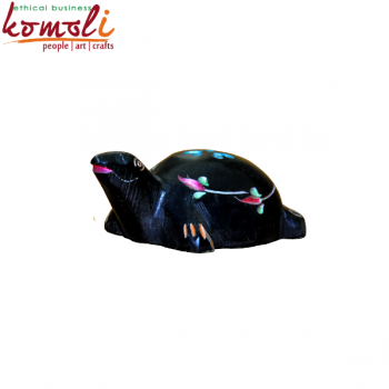 Cute and Sweet - Black Stone Tortoise - Hand Carved Tiny Sculpture