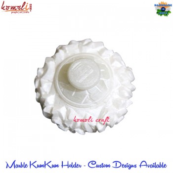 Abstract Modern Design White Marble Hand Carved Small Kumkum Holder, Trinket Box, Marble Box Wedding Favors