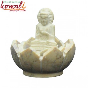 Lotus Buddha - Miniature Stone Artifact Handmade Miniature Incense Holder for Home Decoration