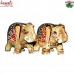 Hand Painted Carved Soap Stone Elephants Pair - Red - Small