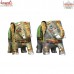 Hand Painted Hand Carved Stone Elephants Pair - Green