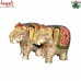 Hand Carved Hand Painted Soap Stone Elephants Pair - Red