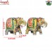 Hand Carved Hand Painted Soap Stone Elephants Pair - Red