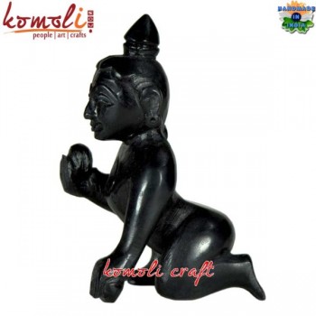 Shyam Manohar Balgopal - Black Stone Hand Carved Krishna Murti