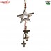 Silver Foil Painting Wooden Star Garland Wall Accent Hanging With Cone Triangular Bells And Colorful Glass Beads