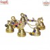 Vintage Theme Golden Brass Bell Hanging String Garland - Set of 6 Small Brass Bells Farm Decoration