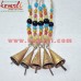 Conical Rustic Tiny Cowbell String with Colorful Glass Beads Wind Chime