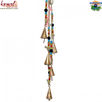 Conical Rustic Tiny Cowbell String with Colorful Glass Beads Wind Chime