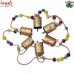 Tiny Cow Bell String With Colorful Glass Beads - Single Organic Rope String with 6 Cowbells