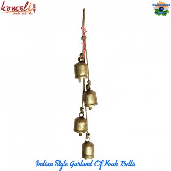 Rustic Cow Bells on Organic Sisal Garland for Home and Garden Decorations