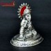 Resting Shiny Silver Ganesha Small White Metal Handicraft For Gifting