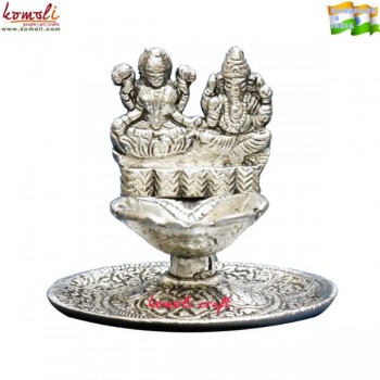 Lakshmi Ganesha Deepak White Metal Return Gifts for Indian Wedding