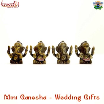 White metal gift Ganesha statue, car dashboard statue, wedding favors