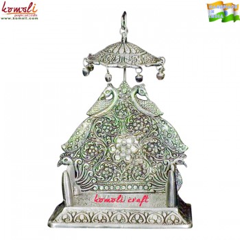 Religious Singhasan - Square Flat Base - For Your Adorable God White Metal Craft