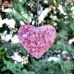 Pink Floral Heart Hanging Iron Sheet - Silk Screen Printing - Home Garden Lawn Decoration Puffy Heart