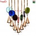 Rustic Puffy Golden Tin Iron Heart Windchime With Bells & Beads For Garden Deck Outdoor Decoration Ornament