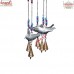 Carousal Type Wind Chime with Hanging Birds and Rustic Bells 