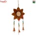 Small Rustic Golden Flower Shape Patio Deck Ornament with Mirror and Rustic Bells